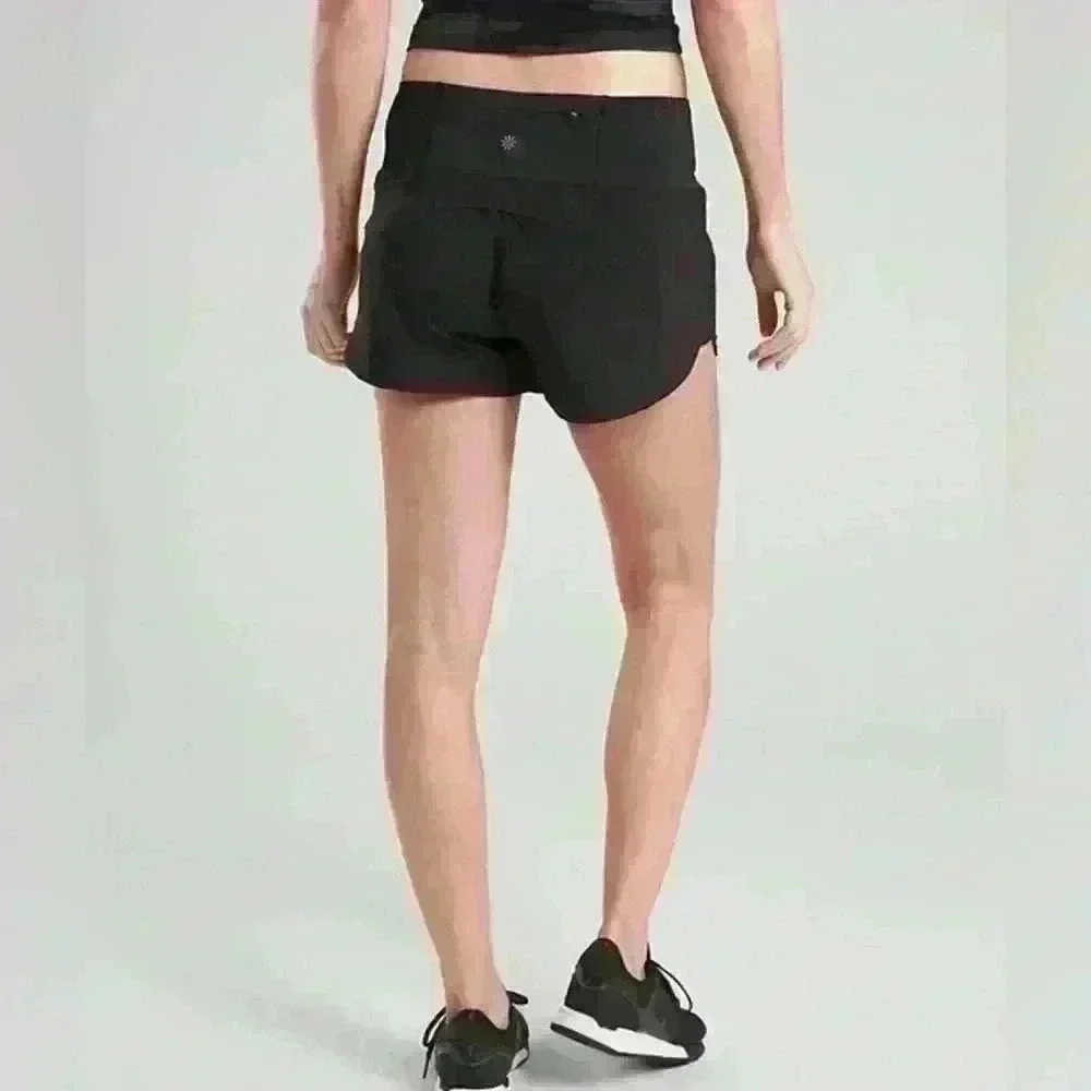 Women’s ATHLETA Running Free 3.5’ black shorts- Size Medium